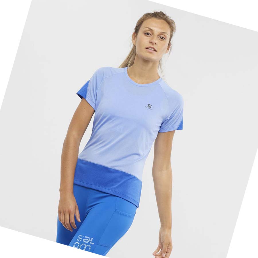 Camiseta Salomon CROSS RUN Mujer Azules | MX 2543ZUT